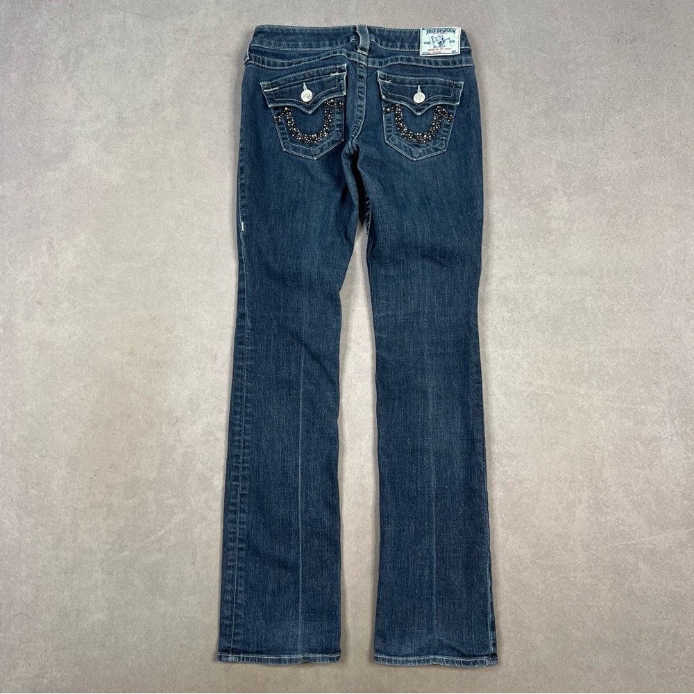 True Religion Blue Boot Cut Jeans with rhinestones